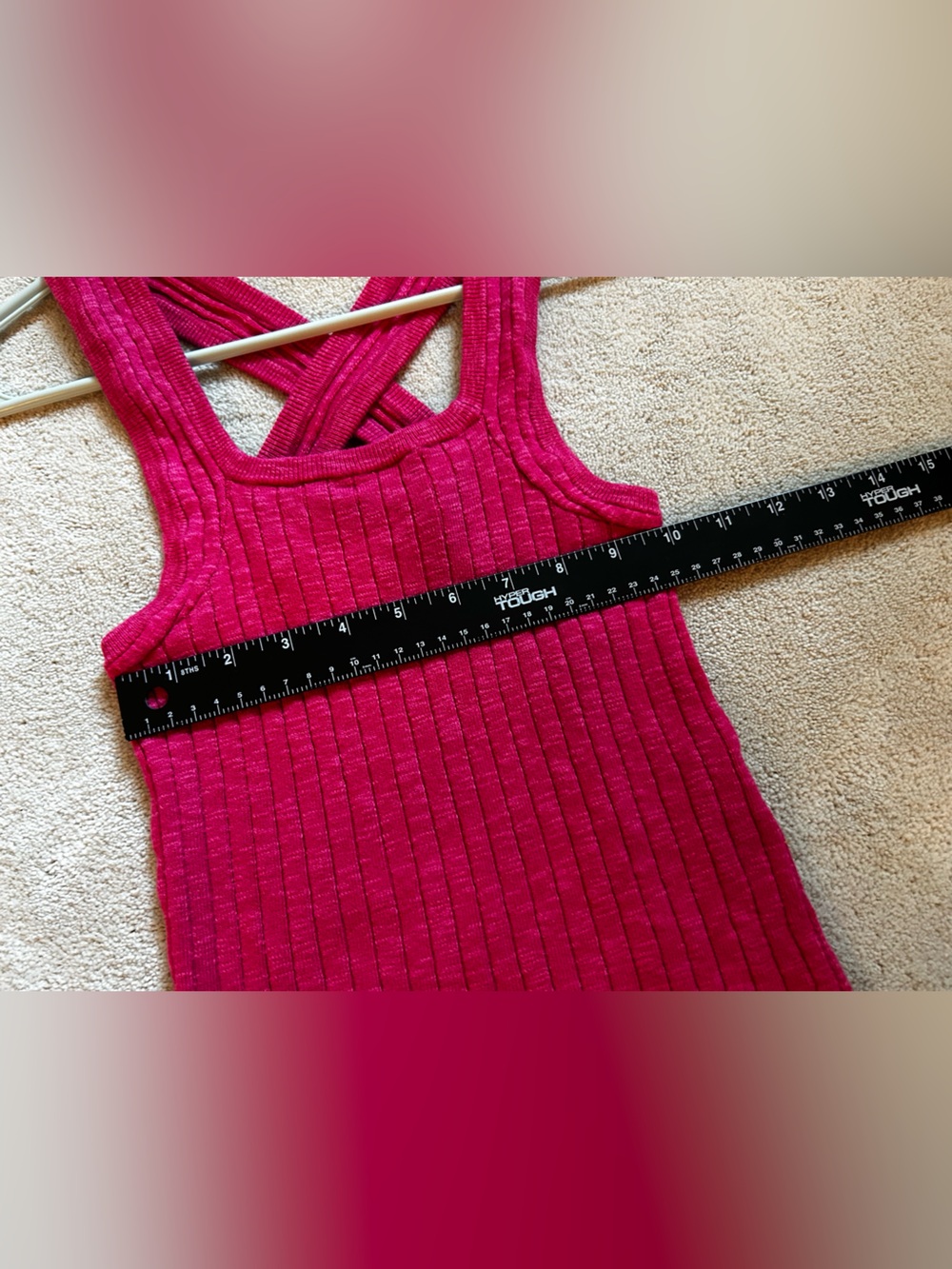 Pilcro Ribbed Cross-Back Tank Top - Hot Pink - Picture 3 of 6